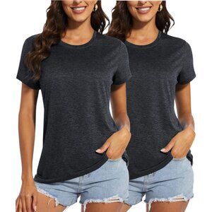 Women's Quick Dry Short Sleeve T-Shirt 2 Pack Breathable Moisture Wicking Athlet